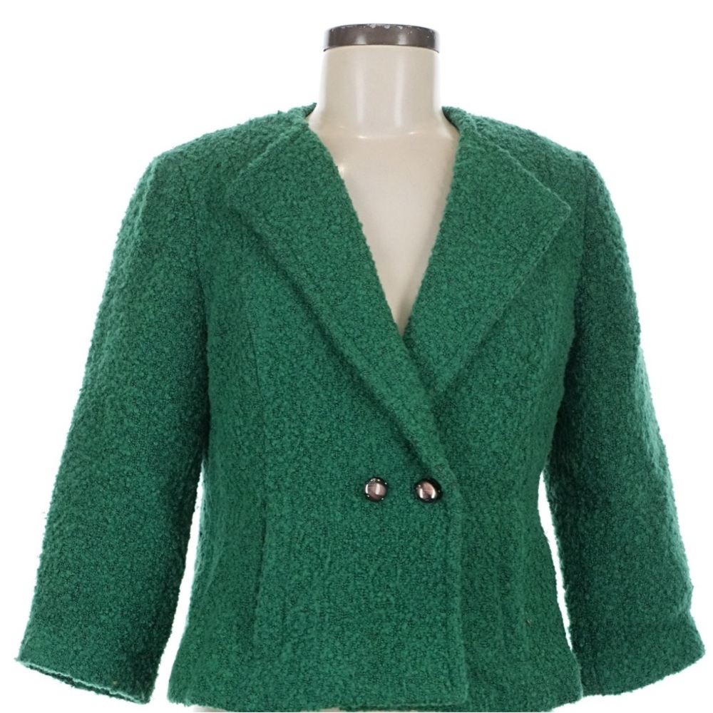 CAbi Ivy Boucle Wool Blend Green Women's Blazer